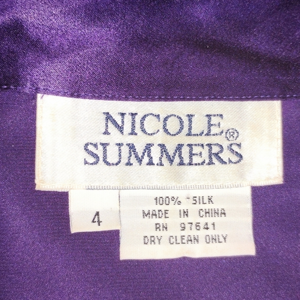 NICOLE SUMMERS SILK SATIN BLOUSE - Picture 5 of 6